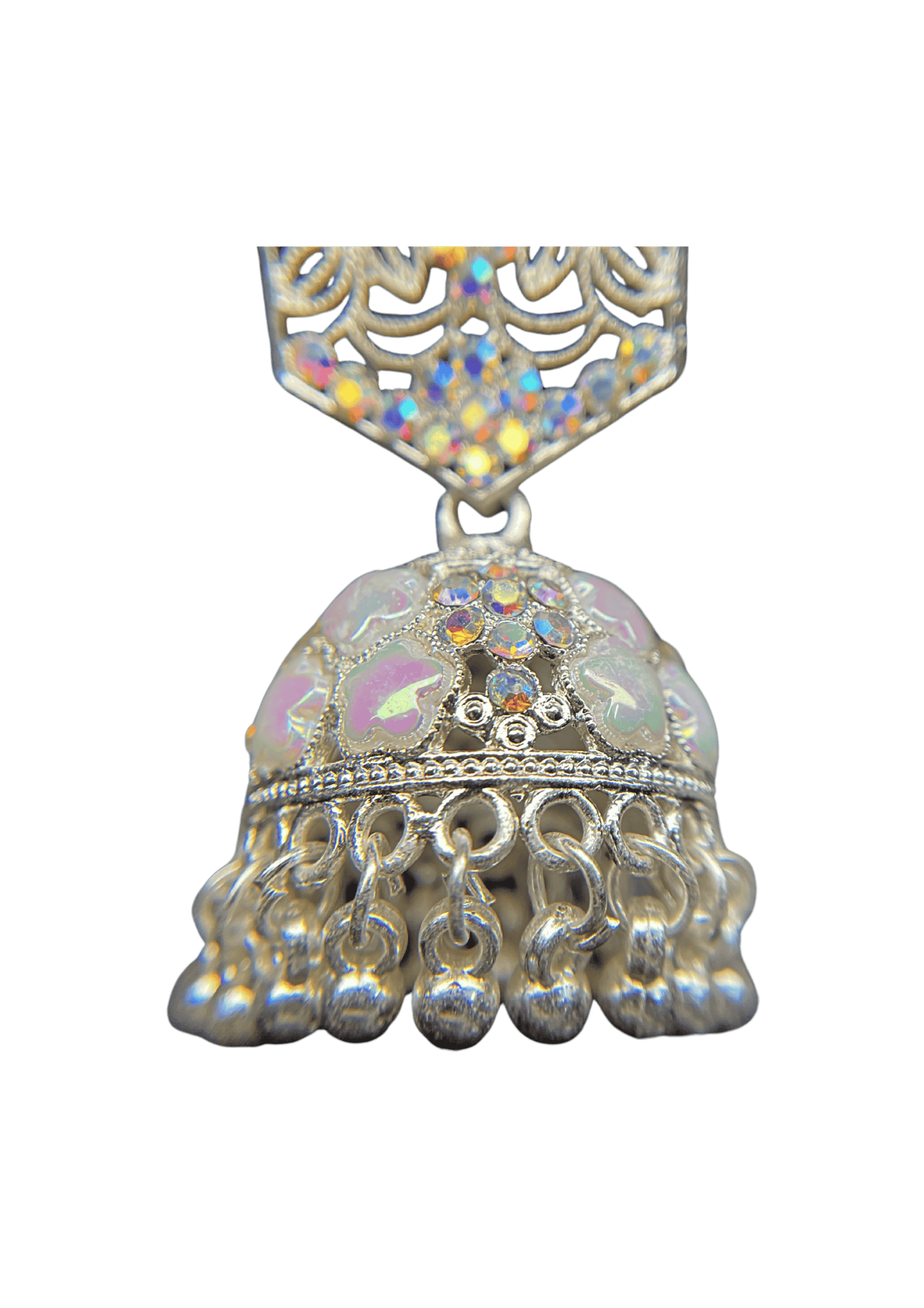 Silver-Plated Floral Dome Jhumka Earings